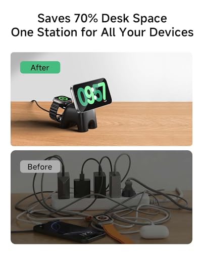 Magnetic Wireless Charging Station, Charger Stand for iPhone Apple Watch - color: Black