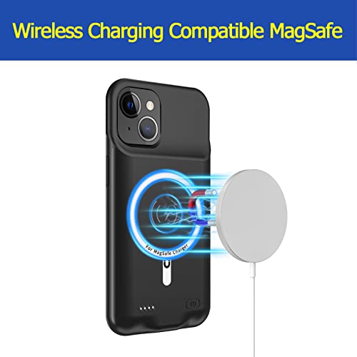 Battery Case for iPhone 13, Enhanced 10000mAh Portable Protective Smart Wireless Charging Case Support Carplay Compatible with iPhone 13 (6.1 inch) Rechargeable Extended Battery Charger Case (Black) - size: iPhone 13 (6.1 inch)