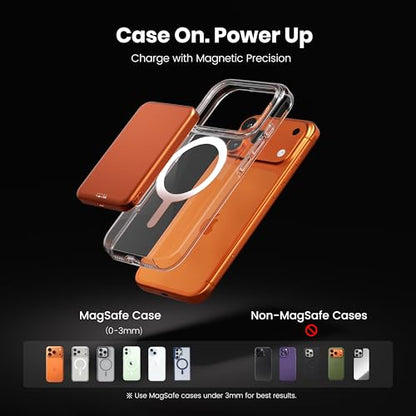 Qi2 Certified Magnetic Power Bank 10000mAh, 15W Fast Wireless Charger, Ultra-Slim LiFePO4 Battery Pack with 20W PD USB-C, Portable Charger for iPhone 17-12, Apple Watch & AirPods - color: Orange