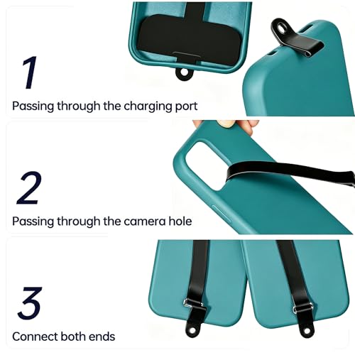 2-in-1 Bilymate Silicone Phone Tether Tabs & Holder Strap Anti-Lost Finger Grip Lanyard for Phones 2 Pack(Black+Blue)