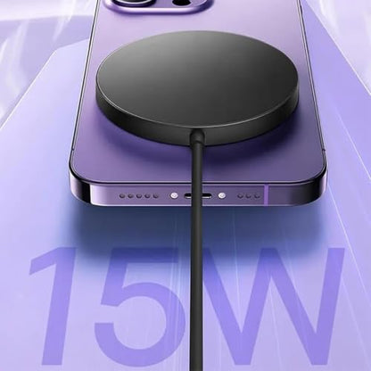 Magnetic Wireless Charger, 15W Fast Charging Pad, Ultra Slim Portable Charger with USB-C & USB-A Cable, Strong Magnetic Alignment Compatible with iPhone 17/16/15/14/13/12 Series (Black-G)