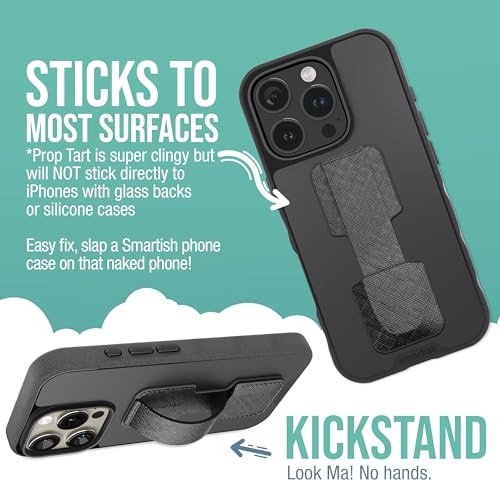 Smartish Phone Grip Loop with Kickstand, Prop Tart, Adhesive Strap, Black - color: Black Tie Affair