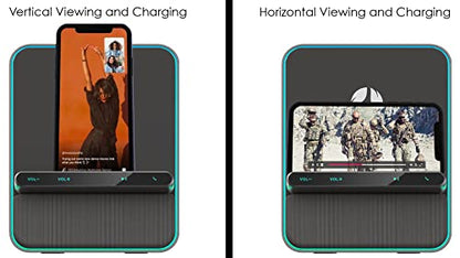 Wireless Charging Audio Dock By Azpen with Dual 8 watts Bluetooth Speakers, Upgraded Microphone for Handsfree Call, Wireless Charger for iPhone 15 14 13 12 11 and Samsung S23 S22 S21 S20