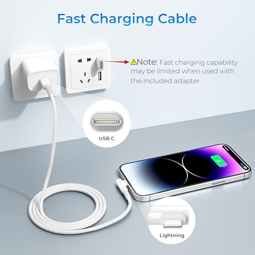 Elebase Right Angle USBC to Lightning Charger Cable with USB Adapter 3.3FT - color: Angled-White, size: 3.3 FT