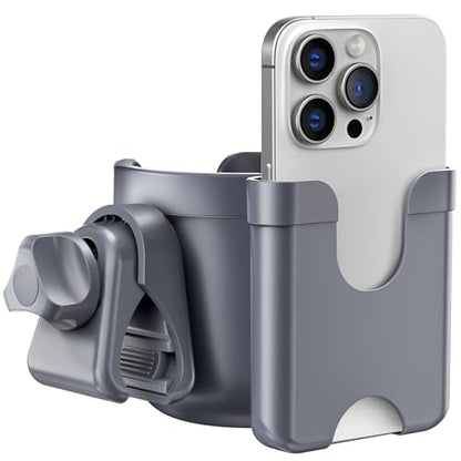Walker Cup Holder with Phone Holder, Stroller Wheelchair Bike Accessories - color: Gray