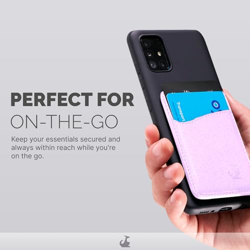 Wallaroo Premium Leather Cell Phone Wallet Stick On - Android and iPhone Wallet and Card Holder for Women and Men - Durable with Non-Slip Lining Secures Up to 3 Cards - color: Lavender Pink