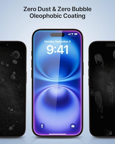 DOME GLASS Whitestone 2PACK EZ GLASS AR for iPhone 17/16 Pro [Super Anti-Reflection], Full Coverage [Easy Install] Tempered Glass Screen Protector [2pack] - size: iPhone 17 / 16 Pro