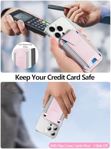 Miroddi for MagSafe Wallet with Privacy Flap, Strongest Magnetic Wallet | 7 Cards Holder, RFID Blocking, Leather Magnetic Phone Wallet for iPhone 17/16/15/14/13/12 Series and Pixel 10 Series - color: Baby Pink