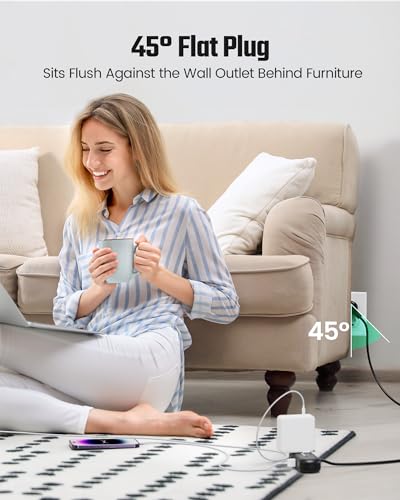 SUPERDANNY Mini Surge Protector, 2 Wide-Spaced Outlets Power Strip with USB - color: Black, size: 9.8ft