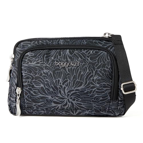 Baggallini Triple Zip with Front Wallet/Trifecta RFID Wallet Crossbody - color: Midnight Blossom