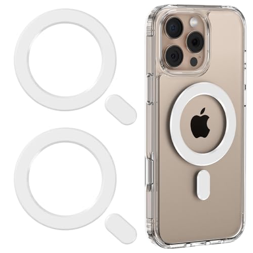 Universal MagSafe Ring, 2 PCS Magnet Sticker Magnetic Adapter Ring - color: White