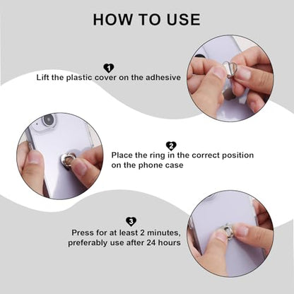 Gosknor 8pcs Heart Cell Phone Ring Holder, Cute Phone Charm Hooks Adhesive Smartphone Finger Ring Grip Sticky Metal Loop Stand for Cellphone Case Pad Tablet DIY Accessories (Silver) - color: silver