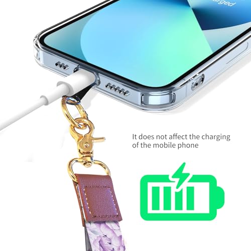 Cell Phone Lanyard Adjustable Crossbody Strap, Cute Phone Neck Wristlet Wrist Strap Patch for Keys Case Accessories - color: Beautiful Purple Flowers