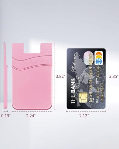 Sticky Phone Wallet Stick on Back of Phone Card Holder for iPhone - color: Pink+Red+RGold+HPink+Orange