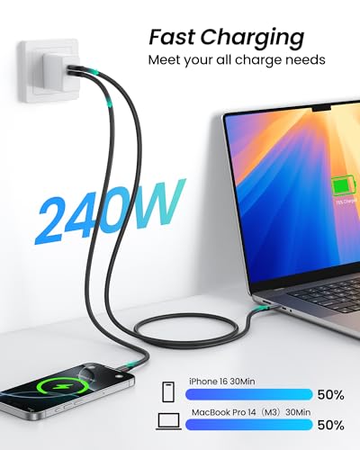 Silkland USB 4 for Thunderbolt 5 Cable 1FT, 80Gbps USB C Data Cable, 240W - size: 1 Feet