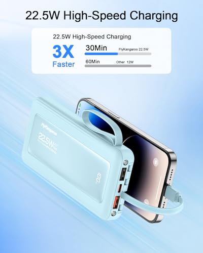 Portable Charger 10000mAh 22.5W Power Bank - color: Sky Blue, size: 10000Mah