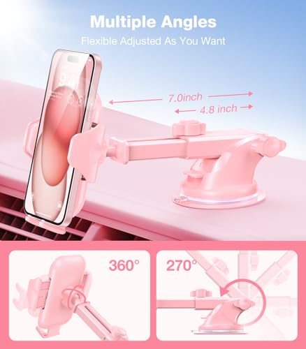 VICSEED [True Strongest Suction [Rally Racing-Grade Stability] Phone Holders for Your Car 2026 Upgraded Car Phone Holder Mount Truck Stand Cradle for iPhone Samsung All Phones, Pink - color: PInk