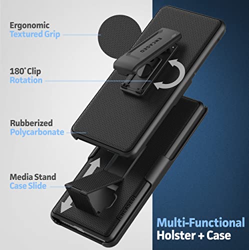 Encased DuraClip Holster Designed for iPhone 14 Case with Belt Clip and Kickstand (Matte Black) - size: iPhone 14