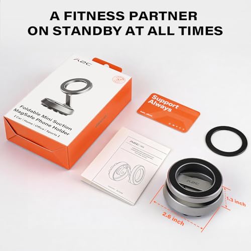 A2C Gym Magnetic Phone Holder, Aluminum Alloy Phone Mount with Suction Cup - color: Silver