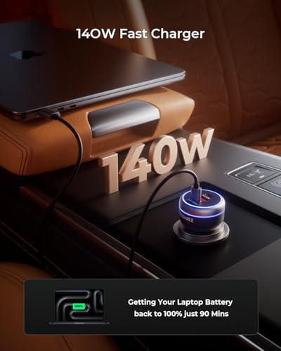 230W Car Charger USB C Fast Charge, PD 140W USB C Car Charger, 3-Port Cigarette Lighter USB Charger Adapter 12V-24V, Compatible with iPhone 17/16/15 MacBook iPad Laptop Samsung S25