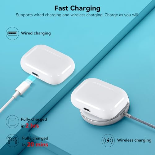 Wireless Charging Case Replacement Compatible with AirPod Pro 2nd & 1st Generation, Air Pod Pro 2 1 Charger Case with Bluetooth Pairing Sync Button,White