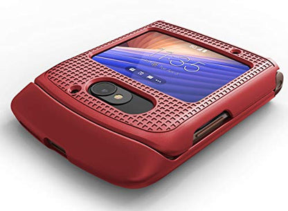 Grid Series for Motorola RAZR 5G (2020) Flip Phone Case - Bold Red | Slim Hard Shell Cover, Satisfying Texture, Matte, For Moto XT2071 - color: Red