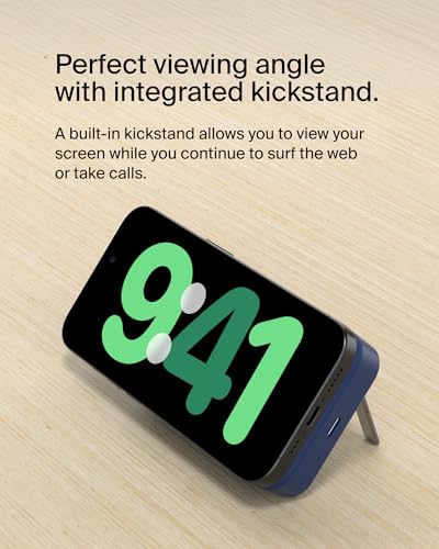 Belkin 10000mAh 15W Qi2 MagSafe Power Bank w/Built-in Kickstand | Wireless Charging Battery Pack, iPhone 17, Air, Pro, Pro Max, AirPods, Apple Watch, Google Pixel 10, Built-in Stand, Magnetic - color: Blue, style: 10K mAh