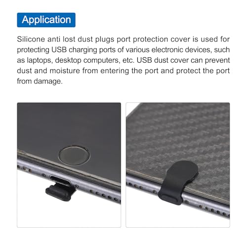 MECCANIXITY 4pcs Anti-Lost Anti Dust Plug, Micro USB Port Dust Covers Caps Silicone for Phone, Clear - color: Clear