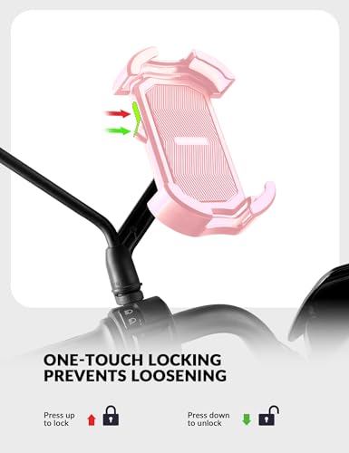ROCKBROS Bike Phone Holder Security Lock Shockproof Bicycle Phone Mount - color: Side View Mirror Mount Pink