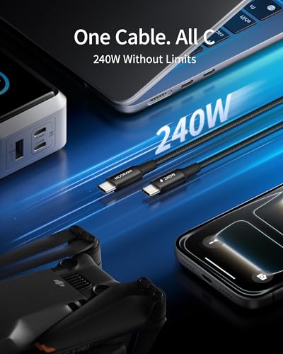 2-Pack 2ft Short 240W USB C to C Cable, Tidy Desktop Fast Charge - color: Black, size: 2 ft (24 in)
