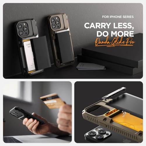 VRS DESIGN Damda Glide Pro Phone Case Designed for [iPhone 15 Pro], Sturdy Semi Auto Wallet [4 Cards] Card Holder Case Compatible with iPhone 15 Pro (2023) Logo Black - color: Matte Black, size: iPhone 15 Pro