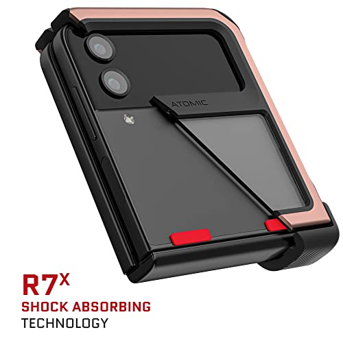Ghostek Atomic Slim Galaxy Z Flip 4 Case - Clear Back with Pink Aluminum Metal Bumper, Shockproof & Dual-Layer Protective Phone Case, Phone Cover Designed for 2022 Samsung Z Flip 4 5G (6.7") (Pink) - color: Pink, size: Galaxy Z Flip 4