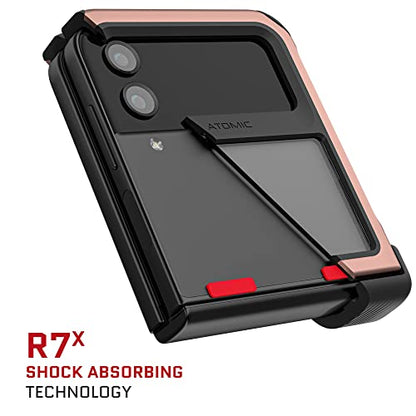 Ghostek Atomic Slim Galaxy Z Flip 4 Case - Clear Back with Pink Aluminum Metal Bumper, Shockproof & Dual-Layer Protective Phone Case, Phone Cover Designed for 2022 Samsung Z Flip 4 5G (6.7") (Pink) - color: Pink, size: Galaxy Z Flip 4