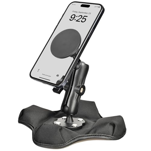 VAUBORTTI Magnetic Phone Holder for Desk&Car Dash,Aluminum Arm, Non-Slip Beanbag Base, 360° Rotation at 3 Points, Compatible with MagSafe iPhone 12-16 Series, Fits RAM B Size 1" Ball