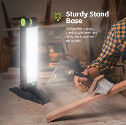 MaxWorks Rechargeable LED Work Light 1000 Lumens Dual Folding Panels Magnetic Base 4000mAh Battery USB-C Charging IP44 Portable Shop Light 50899 - style: Double-Pane