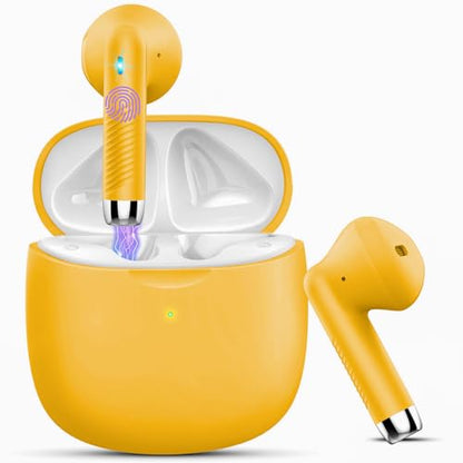 Wireless Earbuds, Bluetooth 5.4 Headphones in Ear with Noise Cancelling Mic - color: butter yellow