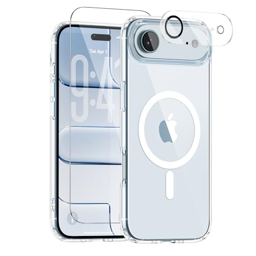 for iPhone AIR Case, Compatible with MagSafe, Magnetic Slim Cover, Anti-Yellowing & Shockproof, Full Camera Protection, Includes Screen & Lens Protectors, Clear Protective Case - color: Clear, size: iPhone AIR