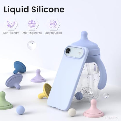 ORNARTO for iPhone Air Case 6.5", Slim Liquid Silicone 3 Layers Soft Gel Rubber Shockproof Protective Cover with Anti-Scratch Microfiber Lining-Baby Blue - color: Baby Blue