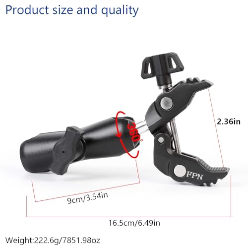1'' Ball Handlebar Base Mount Strong Rod Clamp with 3.54'' Length Double Socket Arm for Rails 0.5" to 2.0" in Dia, Compatible with RAM Mounts & Bike Motorcycle Phone Mount Holder - style: Clamp with 3.54" Arm