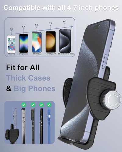 Gooseneck Phone Holder for Wheelchair, Bike, Spin Bike, Stroller, Boat, Mic Stand, Scooter, Treadmill, Handlebar Cell Phone Clamp for iPhone 16/15/14/13 Pro Max, Galaxy, All 4-7" Smartphones