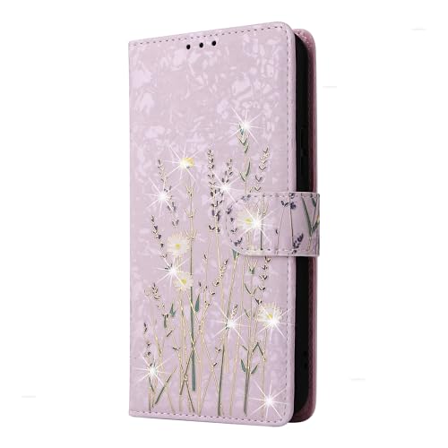 UEEBAI Wallet Case for Samsung Galaxy A15 4G/5G, PU Leather Phone Case Kickstand RFID Blocking Flip Case Card Slots Wrist Strap Relief Engraved Pattern Magnetic Closure Folio Case - Pansy - color: Pansy, size: Samsung Galaxy A15 4G/5G