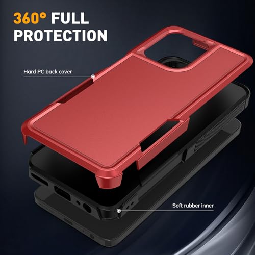 Vinve for Moto G Power 2025 Case with HD Screen Protector, Military-Grade Shockproof & Dual-Layer Protection, Anti-Slip Grip Design Phone Case, Red - color: Red