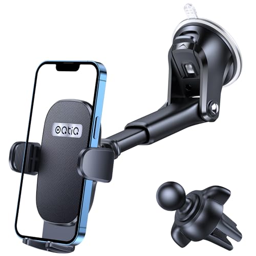 OQTIQ Suction Cup Car Phone Mount for Dashboard and Windshield, Vent Clip