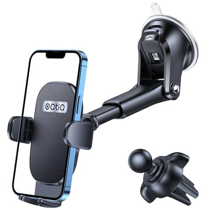 OQTIQ Suction Cup Car Phone Mount for Dashboard and Windshield, Vent Clip