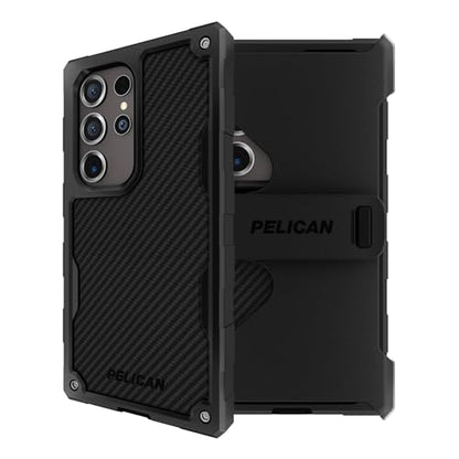 Pelican Shield - Samsung Galaxy S24 Ultra Case [6.8”] [Wireless Charging] [21ft MIL-STD Drop Protection] Phone Case for Samsung Galaxy S24 Ultra - Heavy Duty Cover w/Belt Clip Holster Stand - Carbon - color: Carbon