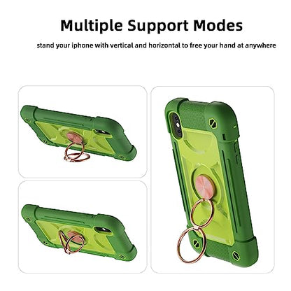 MARKILL Compatible with iPhone X/iPhone Xs Case 5.8 Inch with Ring Stand, Heavy-Duty Military Grade Shockproof Phone Cover for iPhone X/XS. Avocado - color: Avocado, size: iPhone X/iPhone XS 5.8"