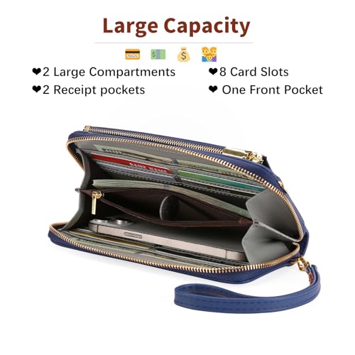 GOIACII Phone Purse Crossbody Bags for Women Small Travel Wallet Touch Screen RFID Blocking - color: A04 Dark Blue