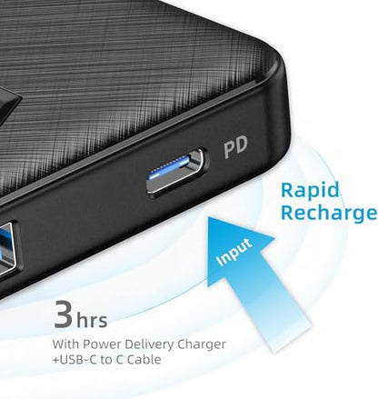 Portable Charger, Slim 10000mAh PD 22.5W Power Bank, USB C in&out Fast Charging Battery Pack, External Phone Powerbank Compatible with iPhone 16 15 14 13 12 Samsung S22 S21 Google iPad etcQianka