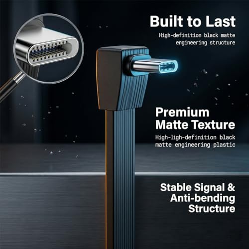80Gbps Short USB4 Cable 240W PD Fast Charging, Right Angle USB C Extender