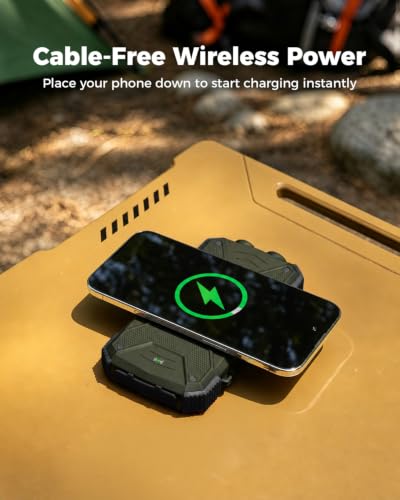 BLAVOR Solar Power Bank 10,000mAh Portable Wireless Charger for Cell Phones - color: Olive Green
